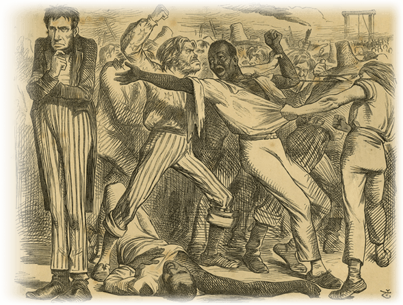 <em>Rowdy Emancipation Beating of African Americans</em>, 1863. Courtesy of Historical Society of Pennsylvania Digital Collections